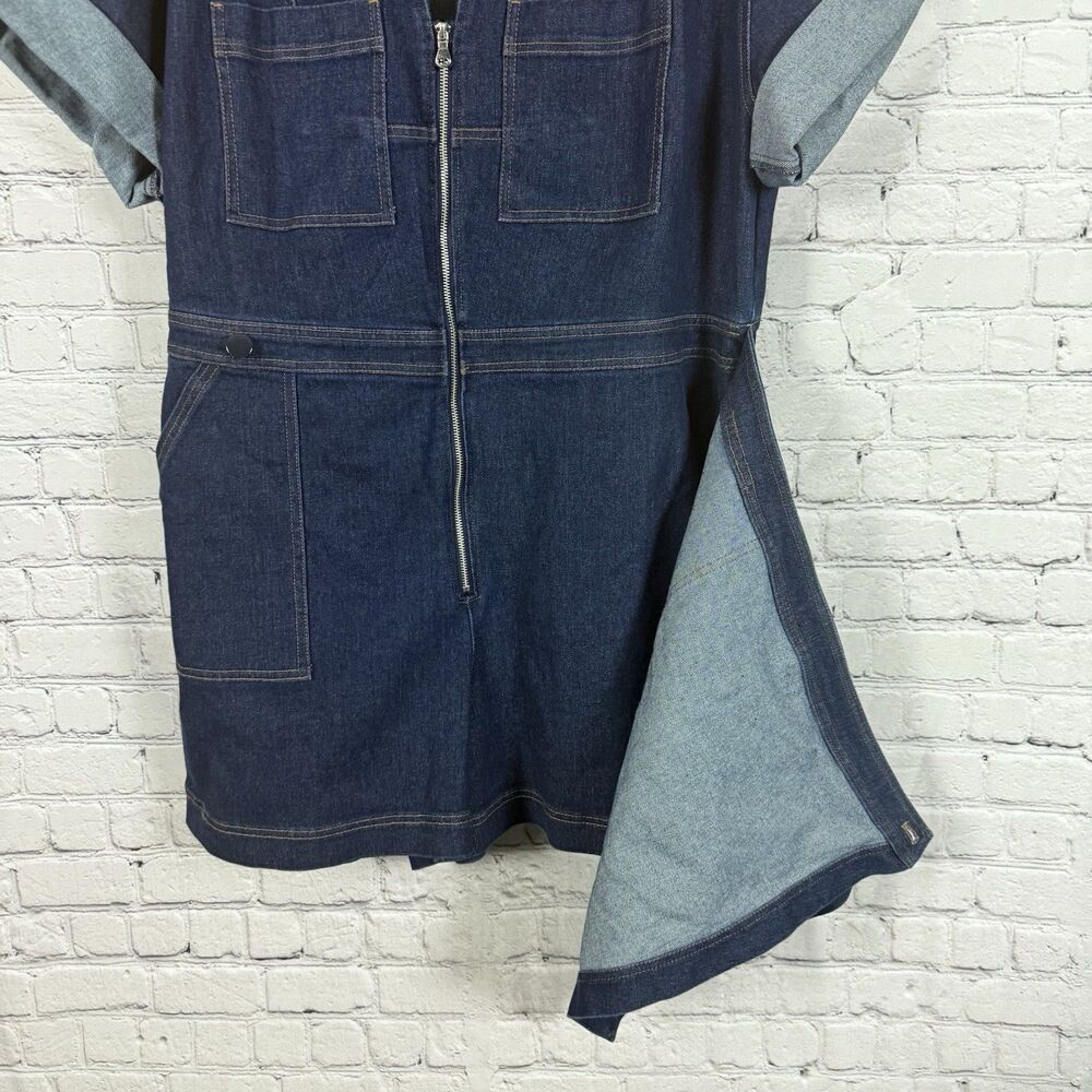 Eloquii Denim Collared Wrap Romper Women Plus Size 20 Dark Blue Utility Chic - Picture 8 of 13